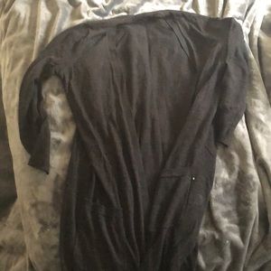 Halogen long black linen cardigan size M